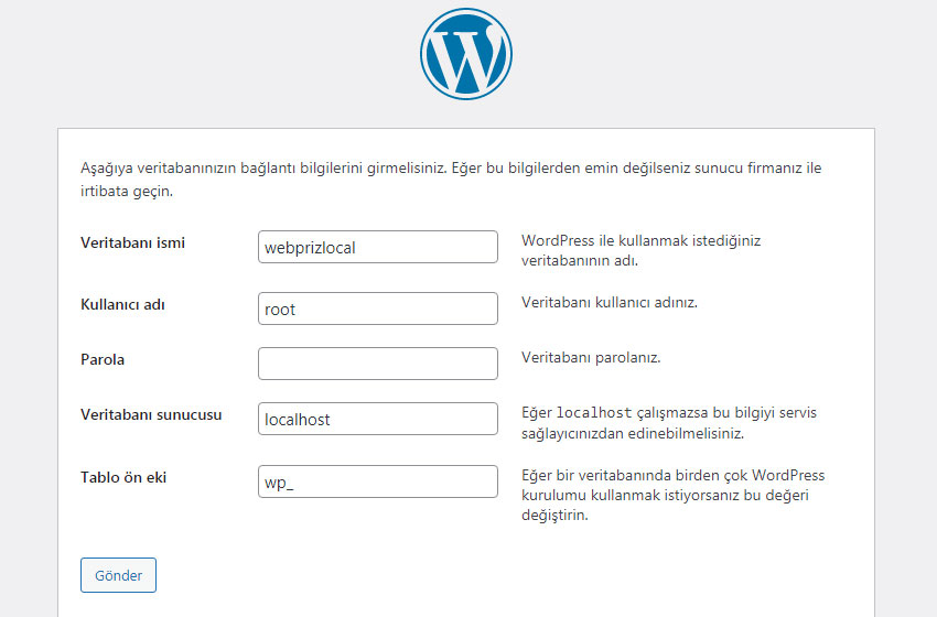 wordpress kurulumu