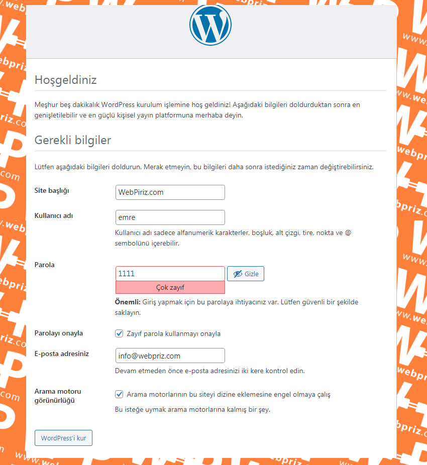 wordpress kurulumu