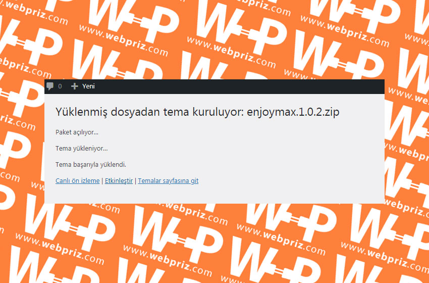 wordpress tema dosyasını yükleme