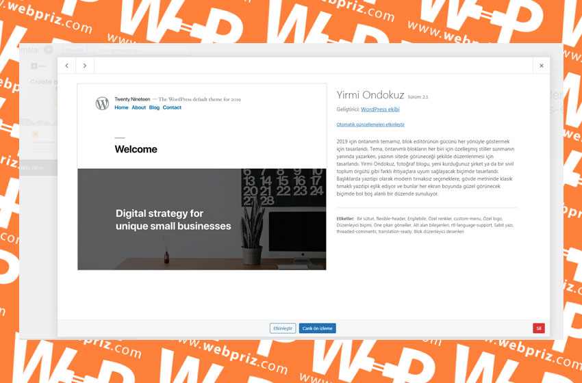 wordpress tema silme